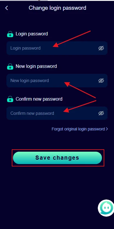 Jalwa Game change login password screen